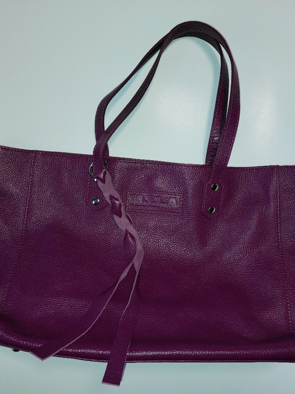 M.I.L.A. Los Angeles Luxe Leather Tote Bag Plum